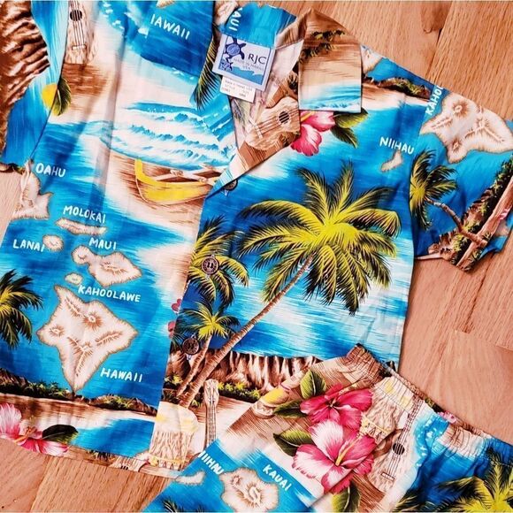 NWOT RJC Hawaiian Shirt & Shorts Set - Picture 2 of 5